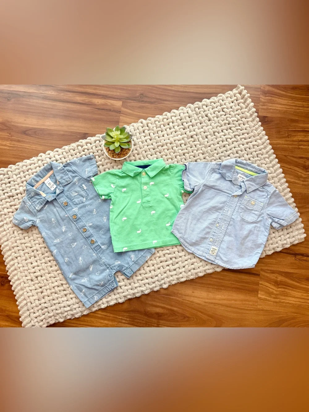 Carter’s | Boy’s 100% Cotton Collared Shirt 3-Piece Bundle | 9 Months